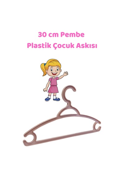 Çocuk Askısı Pembe Plastik 30 Cm Kıyafet Elbise Askısı 12 Adet Diğer