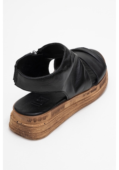 Luvishoes Luvi Shoes Lunas Siyah Hakiki Deri Yandan Fermuarlı Kadın Sandalet Siyah