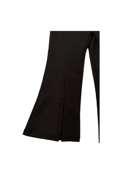Zekids Kız Çocuk Fitilli İspanyol Paça Tayt-14206 SiYAH