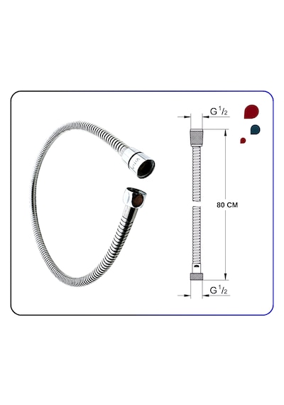 A3246201yp Gr. Spiral R1/2 L 80 Cm Kolon Duşlar İçin Krom