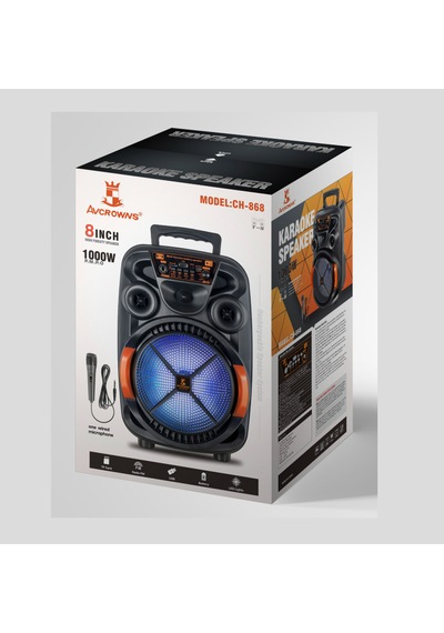 Sounddrive Ch-868 8'' 20w Bluetooth Karaoke Taşınabilir Hoparlör Mikrofonlu, Rgb Işıklı, Fm/usb/sd