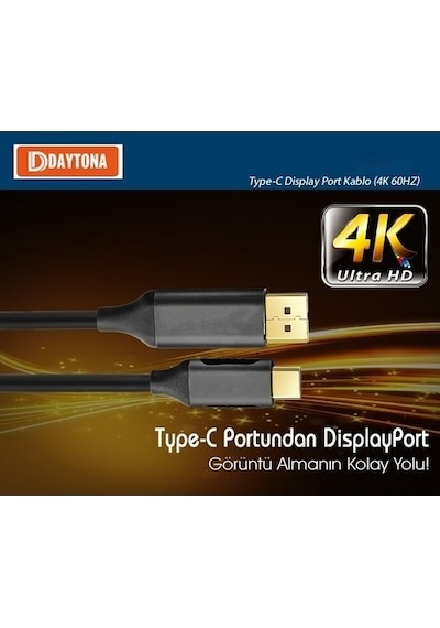 Daytona K-01 Type-C™ To Display Port Kablosu-1.8M