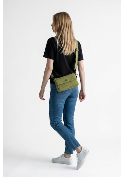 Baginn Paraşüt Kumaş Mini Çapraz Askılı Kadın Çanta Yağmur Geçirmez El Askılı Çanta 20 12 Cm Telefonluk Yeşil
