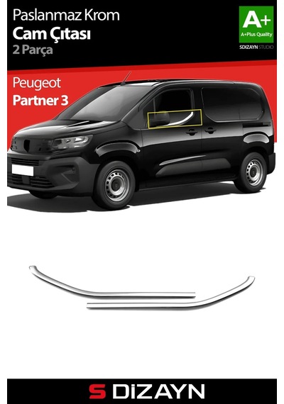 S-dizayn Peugeot Partner 3 Krom Cam Çıtası 2 Prç 2019 Üzeri A+ Kalite