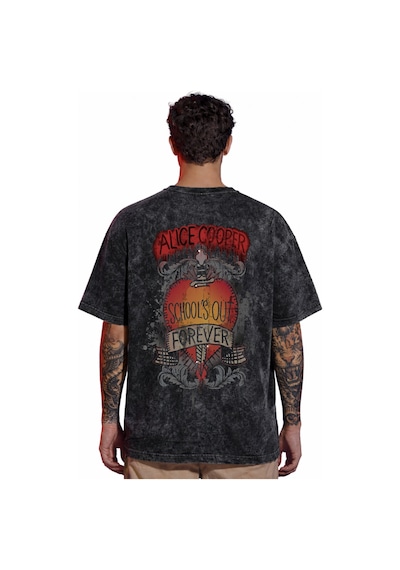 Tasarım Alice Cooper Şarkıcı Rock Metal Sırt Baskılı Unisex Overs Siyah
