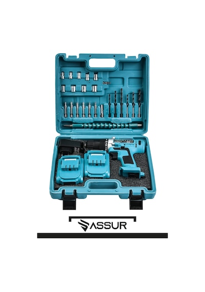 Assur Ş036-SARI 12V Çift Akülü Şarjlı Vidalama Mavi