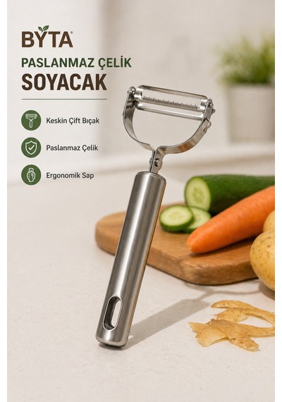 Paslanmaz Çelik Soyacak Keskin Çift Bıçaklı Profesyonel Sebze & Meyve Soyucu Gümüş