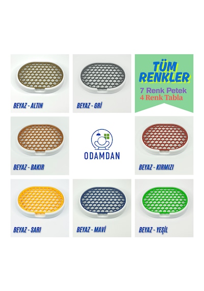 Odamdan Modern Çift Renkli Beyaz-gri Katı Sabunluk - Su Tahliyeli Ve Izgaralı Tasarım 9x12 Cm Beyaz - Mavi
