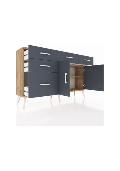 Arges Konsol 2 Raflı 5 Çekmeceli 2 Kapaklı 132x30x83 Çam-antrasit/antrasit Antrasit/antrasit Arges Konsol 2 Raflı 5 Çekmeceli 2 Kapaklı 132x30x83 Çam-antrasit/antrasit Antrasit/antrasit