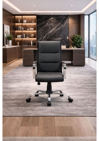 Vento Yönetici Ofis Koltuğu Lüks Büro Koltuğu Ergonomik Yatar Mekanizmalı Deri Siyah