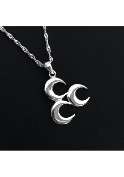 Vog Unisex Üç Hilal Ülkücü 925 Ayar Gümüş Kolye Zincir Gümüş