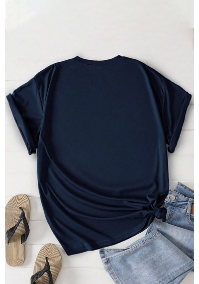 Unisex Uykucu Panda Baskılı Tasarım Tshirt Lacivert