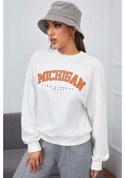 Madmext Mad Girls Beyaz Sweatshirt Mg785 Beyaz