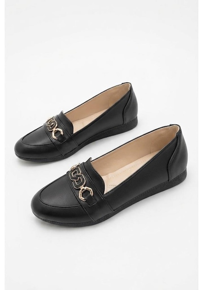Fort 42622 Hafif Rahat Taban Toka Aksesuarlı Şık Günlük Ayakkabı Kadın Babet Sıyah