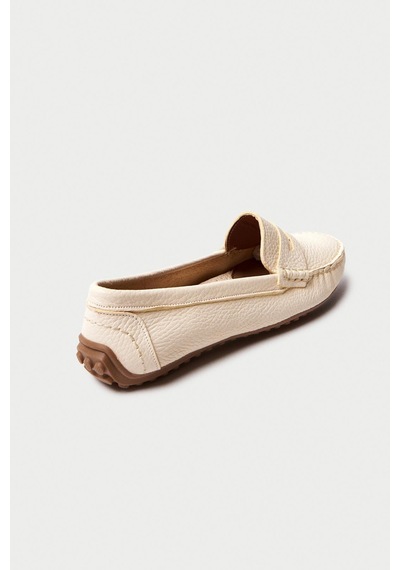 Mubiano Hakiki Deri 202-bj Oval Burunlu Kadın Bej Babet & Loafer Ayakkabı Bej