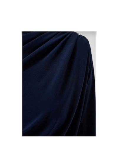 Unika Boutique Merrline Kadın Sandy Rahat Kumaş Drapeli Bluz Lacivert