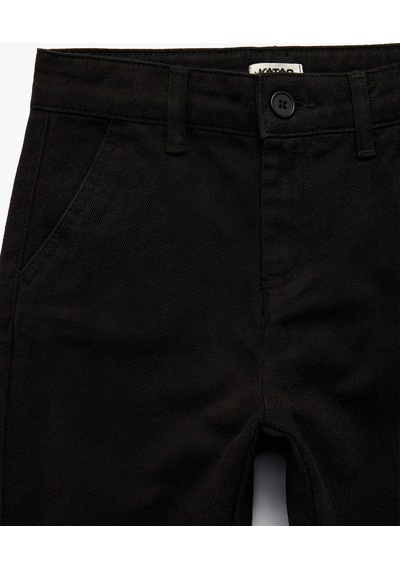 Koton Pamuklu Cep Detaylı Gabardin Chino Pantolon Siyah 7wkb40018tw