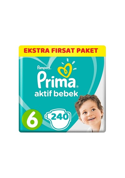 Prima Bebek Bezi Beden:6 (13-18Kg) Extra Large 240 Adet Ekstra Fı