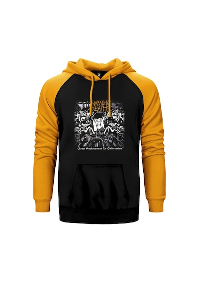Napalm Death From Enslav Sarı Renk Reglan Kol Kapşonlu Sweatshirt Sarı