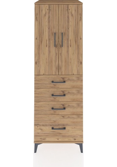 Kronos Dolap 2 Raflı 4 Çekmeceli 2 Kapaklı 60x59x182 Çam-çam Çam