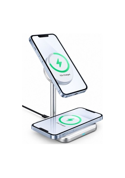 Sw14 2 İn 1 Manyetik Kablosuz Şarj Standı Siyah 15w Telefon, 10w Tws