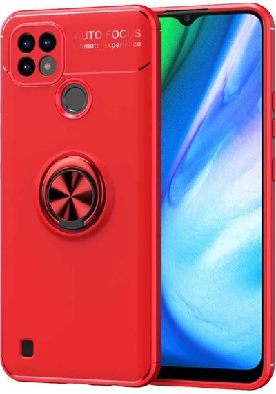 Realme C25 Kılıf Standlı Yüzüklü Manyetik Silikon
