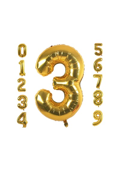 3 Üç Rakam Gold Folyo Balon 34" Inc 76 CM