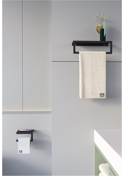Metal Modern Banyo Askılığı Ve Tuvalet Kağıdı Askılığı Ikili Set Siyah Diğer