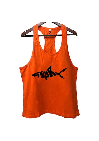 Top Glory Shark Turuncu Gym Fitness Tank Top Sporcu Atleti