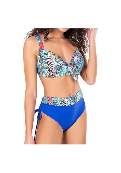 Endeep Kadın Büyük Beden Balenli Mavi Desenli Bikini Takımı-saks Mavi