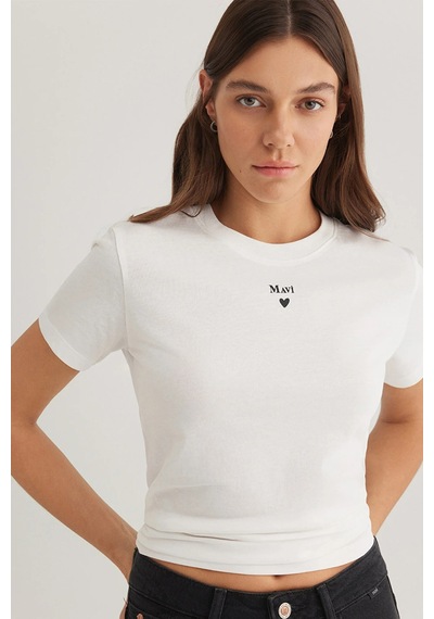 Mavi Bayan T Shirt 1601185-33389 Krem Krem