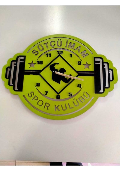 Vücut Geliştirme, Spor Salonu, Fitness, Kondüsyon Kişiye Özel Duvar Saati Yeşil