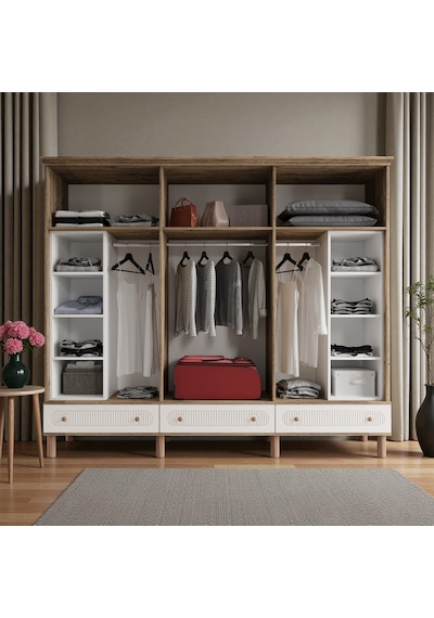 Comiet Sally 6 Kapaklı Aynalı Çekmeceli Mdf Gardırop Aytaşı