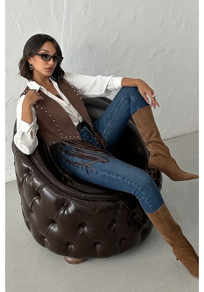 Verymoda Suni Kürk Mont Şık Ve Modern Kışlık Dış Giyim Vmf1806 Kahve