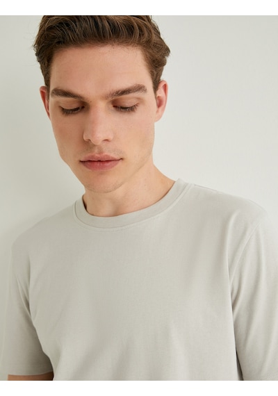 Koton Basic Tişört Slim Fit Bisiklet Yaka Kısa Kollu Gri 4sam10842hk Gri