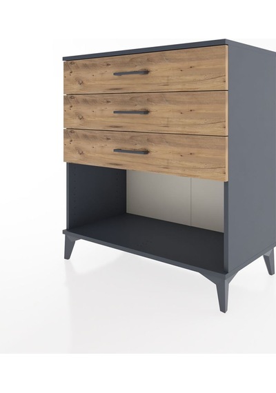 Hyperion Şifonyer 3 Çekmeceli 88x44x96 Antrasit-çam Antrasit