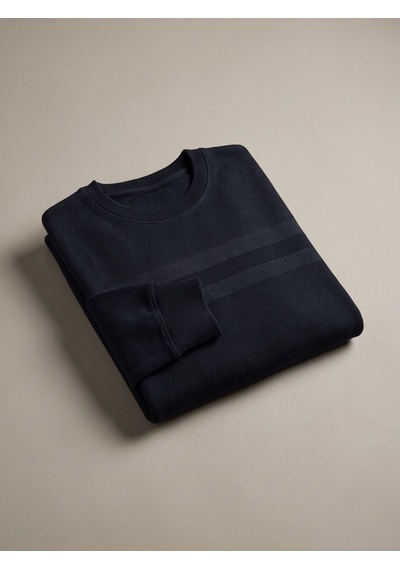 Maccali Erkek Lacivert Büyük Beden Pamuklu Kışlık Desenli Sweatshirt
