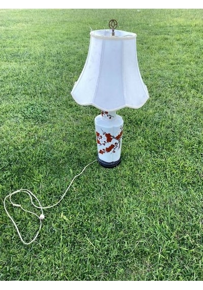 Çiçek Desenli Porselen Abajur 80 CM