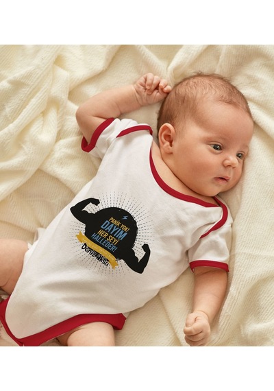 Bk Gift Bk Kids Kişiye Özel Dayım Her Şeyi Halleder Tasarımlı Kırmızı Bebek Body Zıbın-1 9-12 Ay