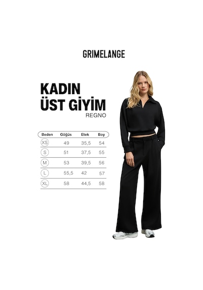 Grımelange Regno Kadın Gömlek Yaka Kol Ve Etek Ucu Manşetli Uzun Kollu Oversize Siyah Sweatshirt Siyah Grımelange Regno Kadın Gömlek Yaka Kol Ve Etek Ucu Manşetli Uzun Kollu Oversize Siyah Sweatshirt Siyah
