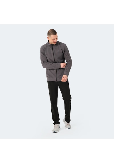Slazenger OPRAH Erkek Fermuarlı Dik Yaka Cepli Koyu Gri Eşofman Takımı