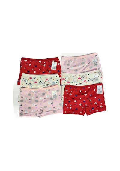 6 Adet Kız Çocuk Desenli Penye Boxer 403