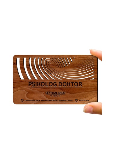 Kişiye Özel Mesleki Psikolog Doktor Ahşap Kartvizit (Model 1-7) 5