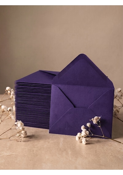 25 Adet 13x18 Cm Premium Kalite Davetiye Zarfı Mor