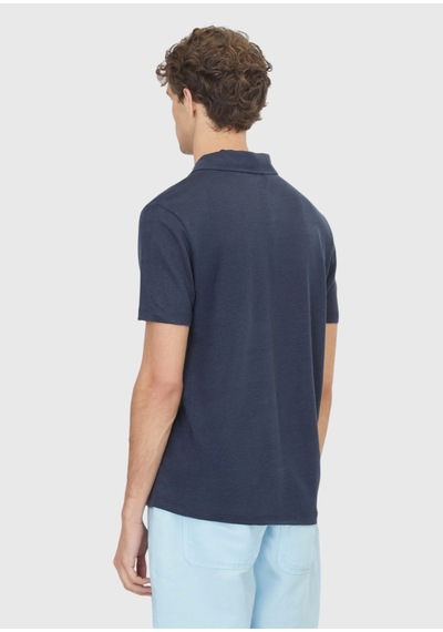 Ramsey Lacivert Düz %100 Keten T-shirt