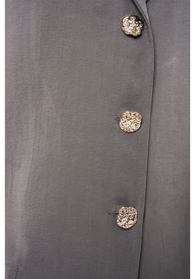 Bigdart Kadın Kruvaze Yaka Oversize Ceket 0747 - Gri