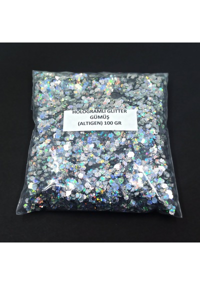 Glitter Epoksi Süsleme Pulu Hologramlı Nail Art Makyaj Altıgen Sim Gümüş 100 Gr