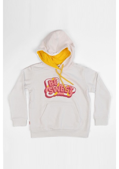 Haribo Beyaz Kız Çocuk Kapüşonlu Baskılı Sweatshirt Hrbtxt314 Beyaz