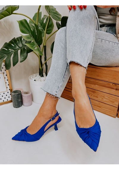 Ervanın Butiği Saks Mavi Saten Bow Fiyonk Detay Kadın Stiletto-3691