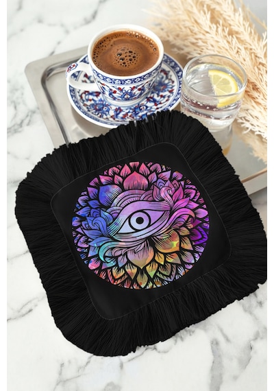 Spiritüel Lotus Göz Saçaklı Dekoratif Kumaş Peçete - Etnik Enerjik Siyah Bardak Altlığı Mendil Soft Ayışığı Şampanya Spiritüel Lotus Göz Saçaklı Dekoratif Kumaş Peçete - Etnik Enerjik Siyah Bardak Altlığı Mendil Soft Ayışığı Şampanya